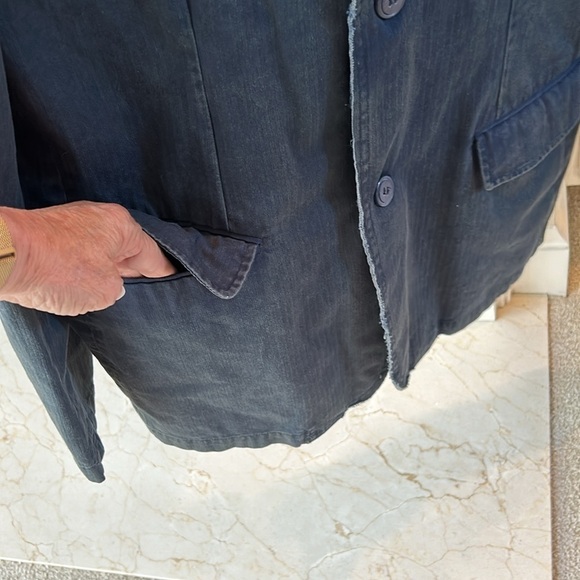 Positano Men’s Blue Raw Hem Blazer Size Large - Picture 8 of 11